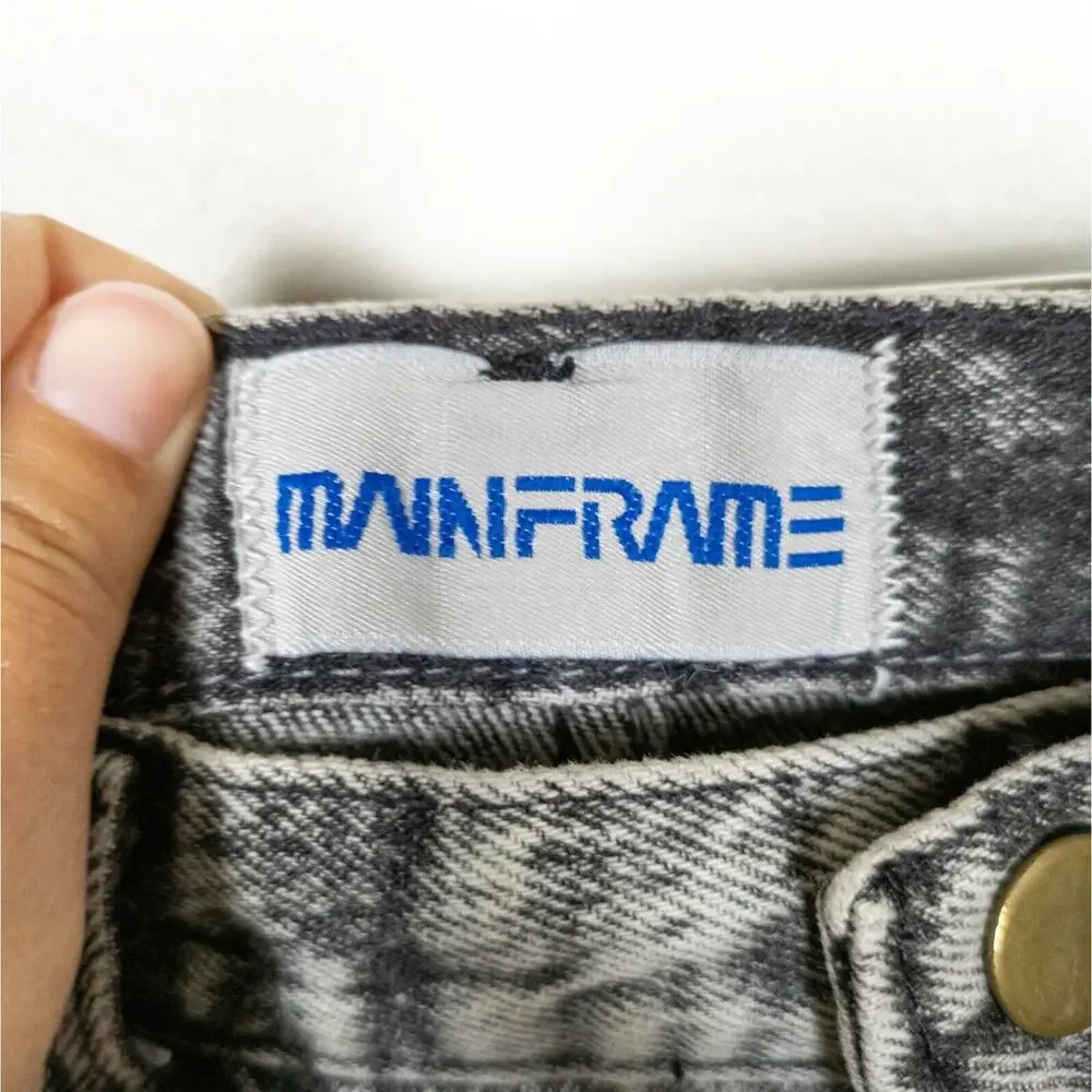 MAINFRAME Vintage 1980s Denim Pencil Skirt Grey Acid-Washed Cotton Women's 9